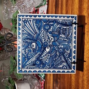 Felix Tissot Taxco Mexican Folk Art Bird Pottery Tile Mid Century Signed/Number